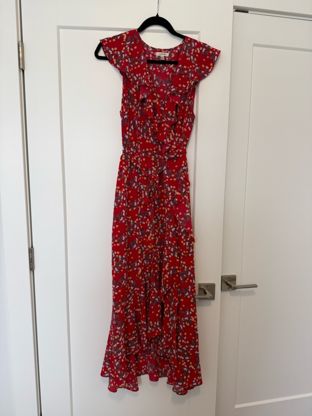 Max Studio Red Floral High-Low Wrap Dress